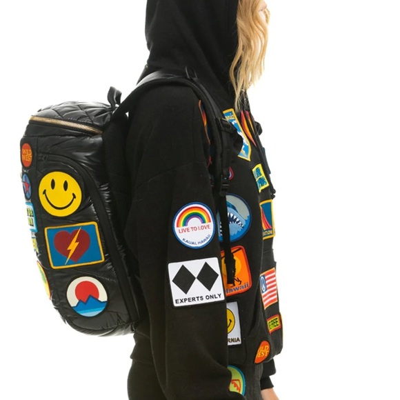 Aviator Nation - RARE - Vintage Patch Puffer Backpack - NWOT - Garden Green - Picture 4 of 9